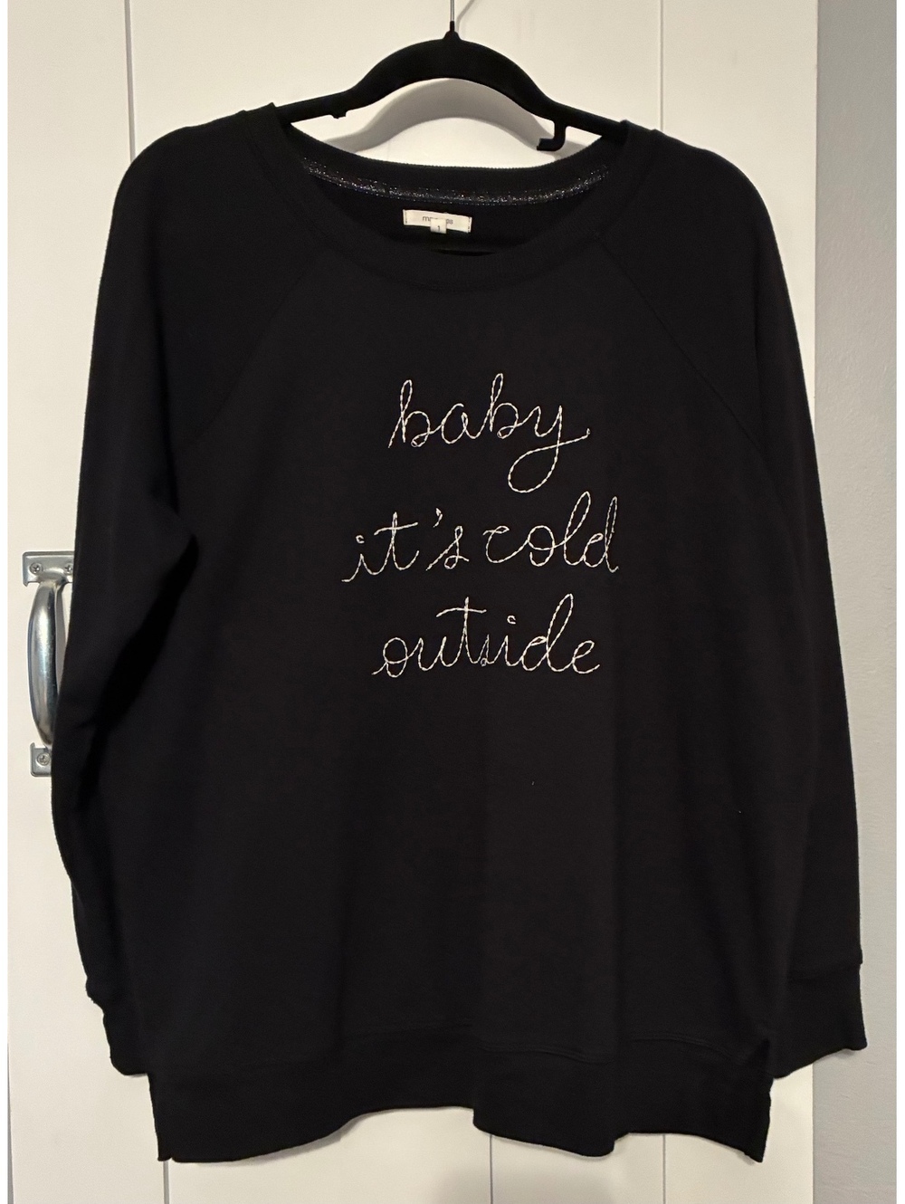 Maurices Black "Baby It's Cold Outside" Embroidered Sweatshirt Size 1XL